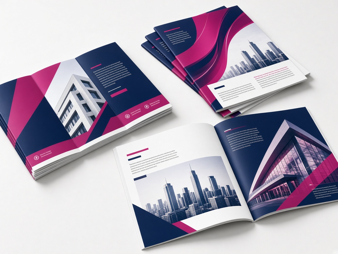Stacked brochures, flyers, and catalogs from a commercial print run
